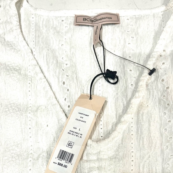 NWT BCBG Generation Sleeveless White Crop Top Blouse W Ruffle And Tie, Sz Large - Picture 7 of 14